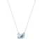 Dancing Swan Necklace, Blue, Rhodium Plated